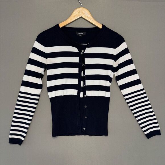 Premise Studio Women’s Striped Button Up Sweater Size Small Rayon Blend - Picture 1 of 10